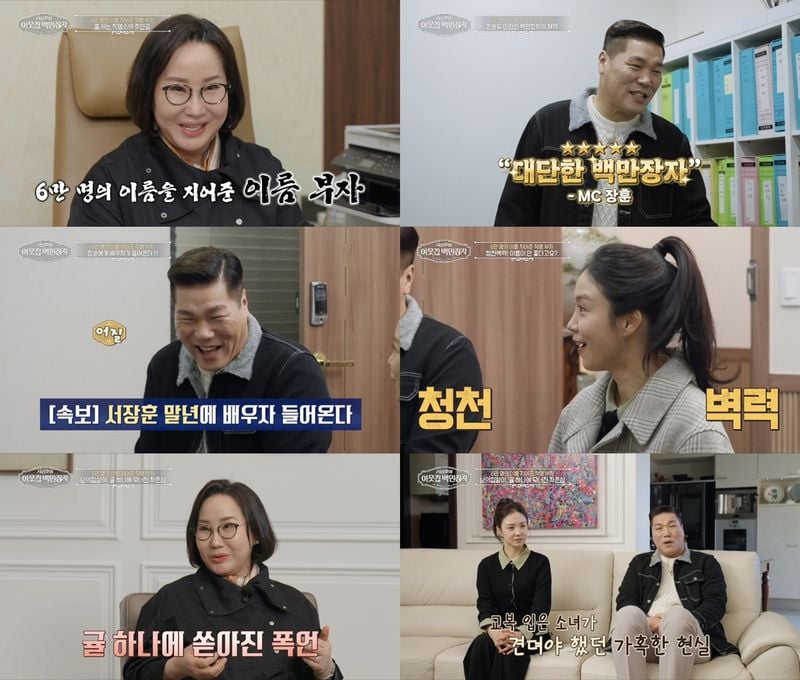  '서장훈의 이웃집 백만장자'에 '줄 서는 작명가' 박대희가 출연해, 가난했던 어린 시절을 딛고 성공을 일군 눈물의 인생 역전기를 공개한다. 이와 함께 서장훈과 장예원의 이름 풀이가 방송 최초로 공개되며 예상 밖 충격을 예고한다.  18일(수) 밤 9시 55분 방송되는 EBS '서장훈의 이웃집 백만장자'에서는 20년 동안 오로지 이름 연구에만 몰두하며, 무려 6만 명의 이름을 지어준 성명학자 박대희의 파란만장한 인생 이야기가 펼쳐진다.  박대희는 "1년