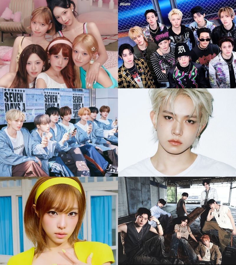 [사진(팀명 가나다 순) = 더뮤즈엔터테인먼트(리센느), KQ엔터테인먼트(싸이커스), WAKEONE(알파드라이브원), 빌리프랩(에반), YH엔터테인먼트(최예나), 언코어(클로즈 유어 아이즈) 제공]